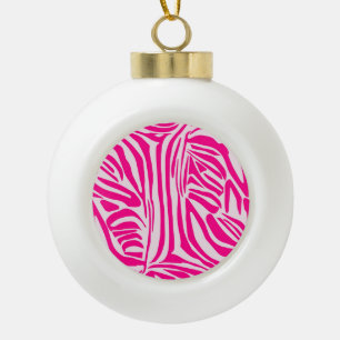 Druckmuster mit rosa Zebrastreifen Keramik Kugel-Ornament