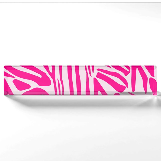 Druckmuster mit rosa Zebrastreifen Namensplakette (Vorderseite)