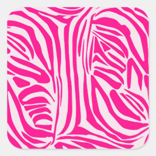 Druckmuster mit rosa Zebrastreifen Quadratischer Aufkleber