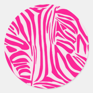 Druckmuster mit rosa Zebrastreifen Runder Aufkleber