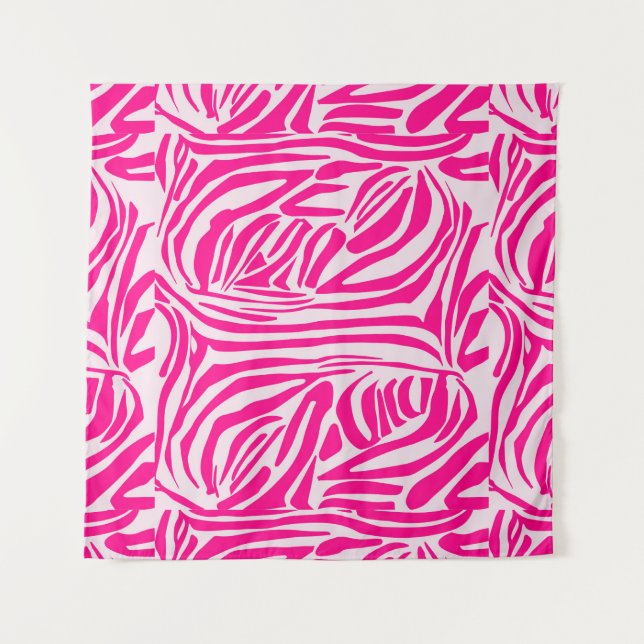 Druckmuster mit rosa Zebrastreifen Wandteppich (Vorderseite)