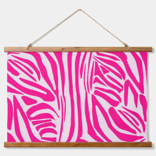 Druckmuster mit rosa Zebrastreifen Wandteppich Mit Holzrahmen