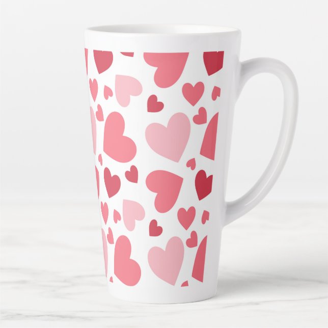 Druckmuster Rosa und Rotes Herz, Valentinstag Milchtasse (Rechts)