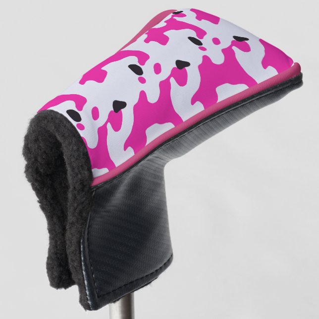Druckmuster Rosa und Schwarz Kuh Golf Headcover (3/4 Vorderseite)