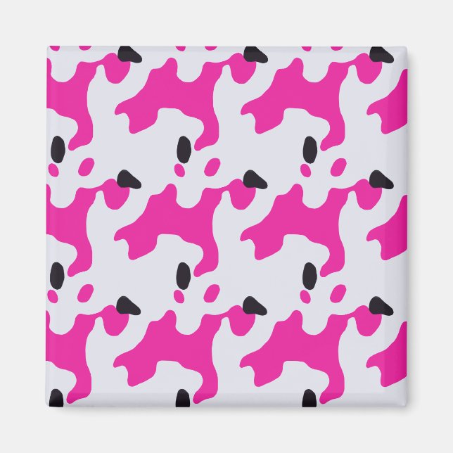 Druckmuster Rosa und Schwarz Kuh Magnet (Vorne)