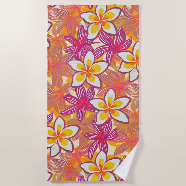 Druckplumeria-Muster Strandtuch (Vorderseite)