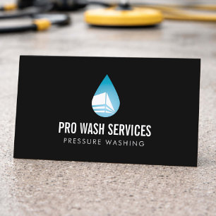 Druckreinigung Wasser Tropfen Logo Schwarz Visitenkarte