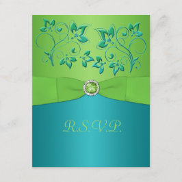 DRUCKRIBBON Türkisfarben, Limone florale RSVP-Kart RSVP Karte
