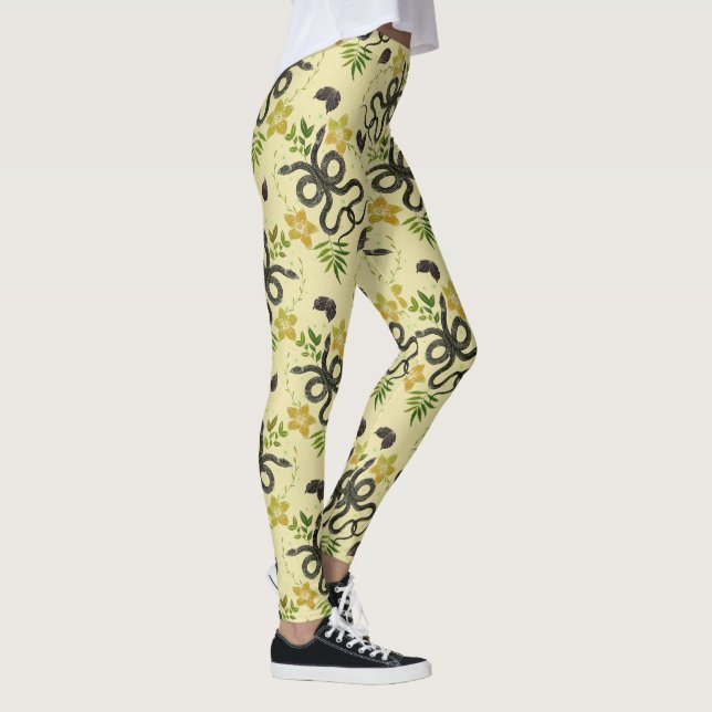 Druckschlange und Blume Leggings (Rechts)