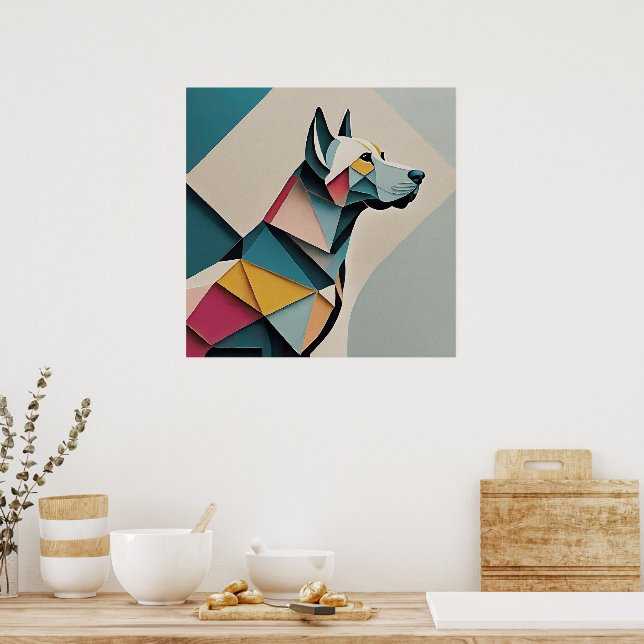 Druckschönes geometrisches Beispiel Dog Poster (Küche)
