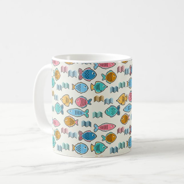 Druckschule für Fischblöcke Kaffeetasse (Vorderseite Links)