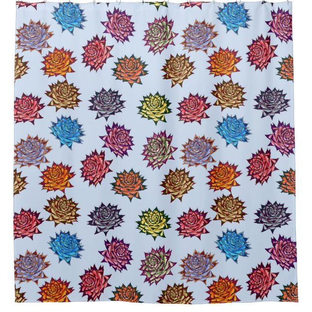 Druckspikes Rose, modernes Blumenmuster Duschvorhang (Vorderseite)