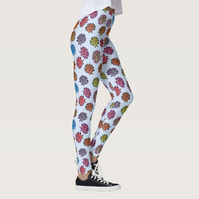 Druckspikes Rose, modernes Blumenmuster Leggings (Rechts)