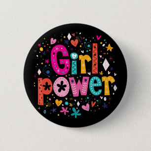 Drucktaste der modernen Black Girl Power Blume Button