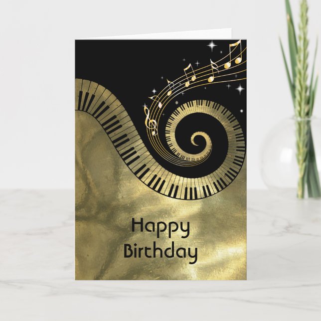Drucktasten und Gold-Musiknoten Karte (Vorderseite)