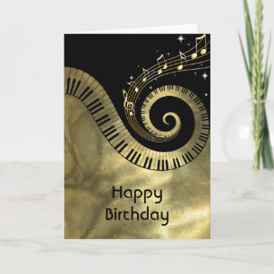 Drucktasten und Gold-Musiknoten Karte