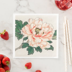 DRUCKTE KUSTOM NAPKINS JAPANISCHE BLUME UND BIENEN SERVIETTE