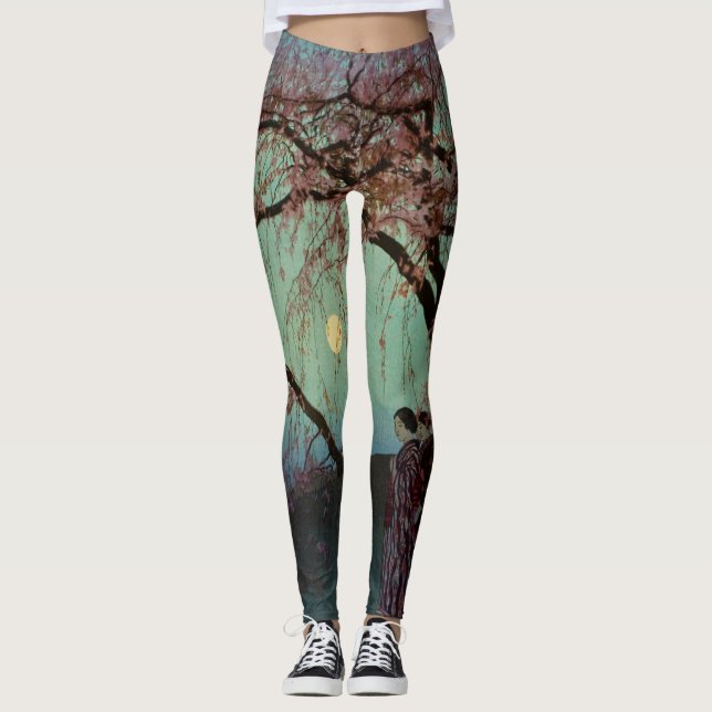 DRUCKTE Leggings GLÜCKLICH FRAUEN UNTER VOLLMOND (Vorderseite)