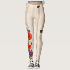 DRUCKTE LEGGINGS JAPANISCHE BAMBOO UND POPPIEN