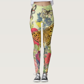 DRUCKTE LEGGINGS-SCHALTFLÄCHEN UND BLUME LEGGINGS