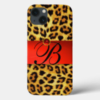 DRUCKTE LEOPARFUR RED RUBY GEMSTONE MONOGRAM,