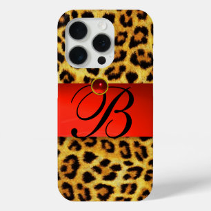 DRUCKTE LEOPARFUR RED RUBY GEMSTONE MONOGRAM, Case-Mate iPhone HÜLLE