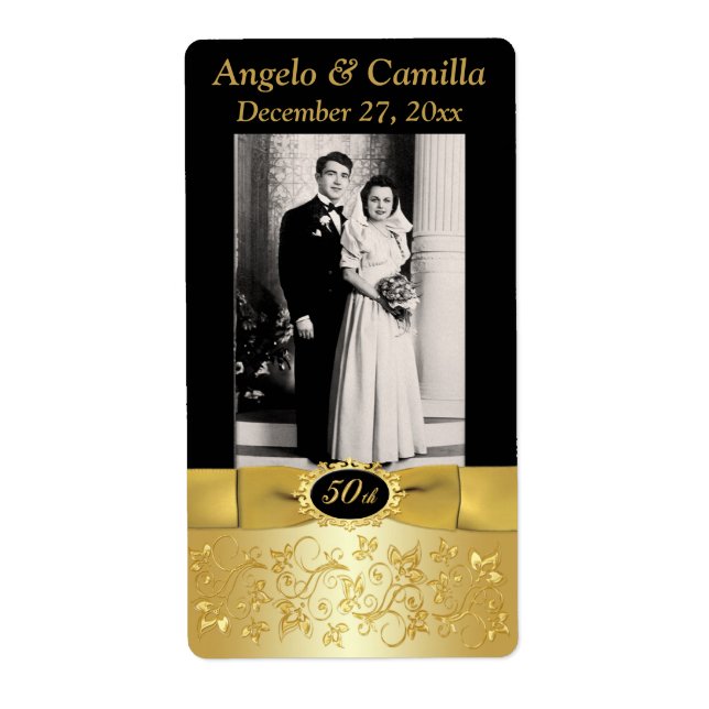 DRUCKTE RIBBON 50 Jubiläum Foto Weinetikett (Vorne)