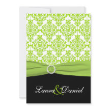 DRUCKTE RIBBON Black, Green Damask Wedite