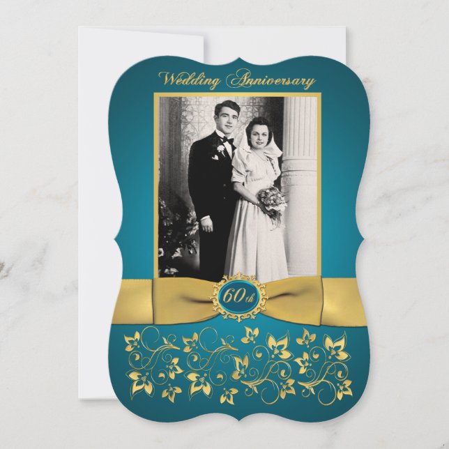 DRUCKTE RIBBON Extravagant Form 60 Jubiläum Einlad Einladung (Vorderseite)