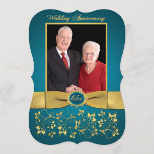 DRUCKTE RIBBON Extravagant Form 65 Jubiläum Einlad Einladung