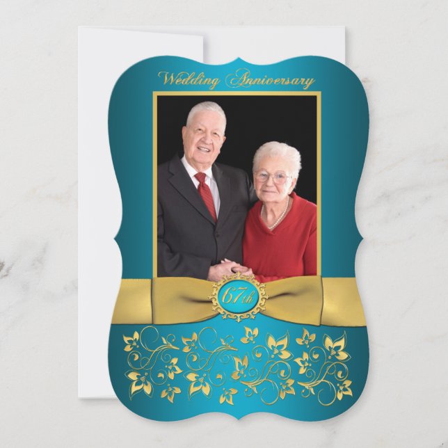 DRUCKTE RIBBON Extravagant Form 67 Jubiläum Einlad Einladung (Vorderseite)