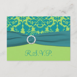 DRUCKTE RIBBON-Green, Türkis Damaskus-Antwortkarte RSVP Karte