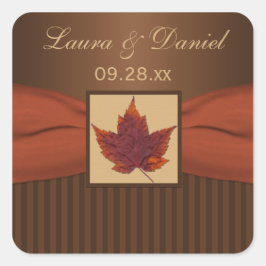 DRUCKTE RIBBON Herbstleaf 1,5" Hochzeitsaufkleber Quadratischer Aufkleber