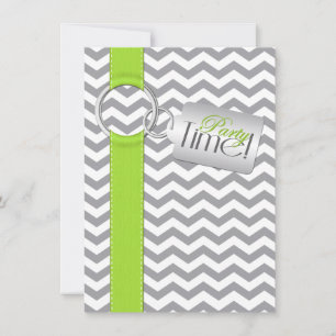 DRUCKTE RIBBON Limon Grau Weiß 21. Geburtstag Part Einladung