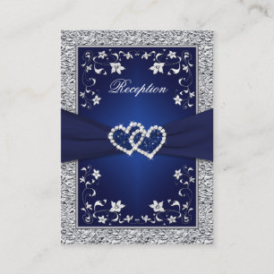DRUCKTE RIBBON Navy, Silver Floral Enclosure Card Begleitkarte