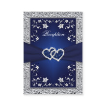 DRUCKTE RIBBON Navy, Silver Floral Enclosure Card