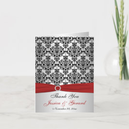 DRUCKTE RIBBON Red Silver Black Danke-Karte Dankeskarte
