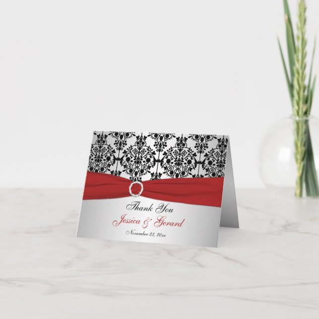 DRUCKTE RIBBON Red Silver Black Danke Karte II (Vorderseite)