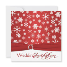 DRUCKTE RIBBON Rote weiße Schneeflocken Einladung 