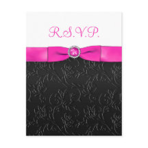DRUCKTE RIBBONschwarze, Hot-Pink, weiße RSVP-Karte