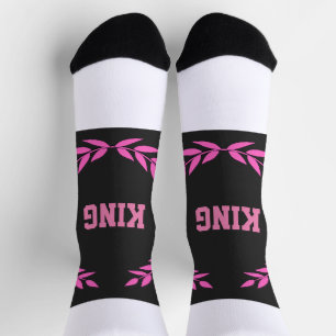 Drucktext für Damen und Herren in Rosa, Super-Crew Socken