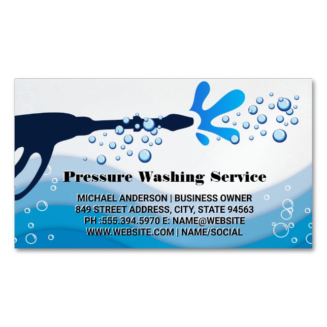 Druckwaschwasser-Spray | Soap Bubbles Business Magnetische Visitenkarte (Vorderseite)