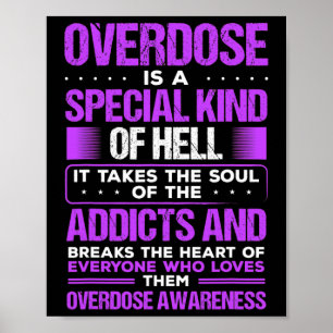Drug Abuse Purple Ribbon Addict Overdose Awareness Poster