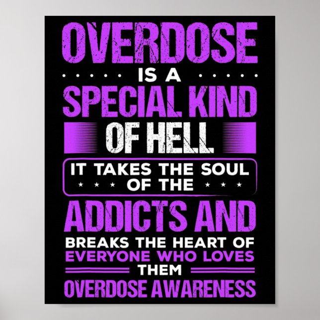Drug Abuse Purple Ribbon Addict Overdose Awareness Poster (Vorne)