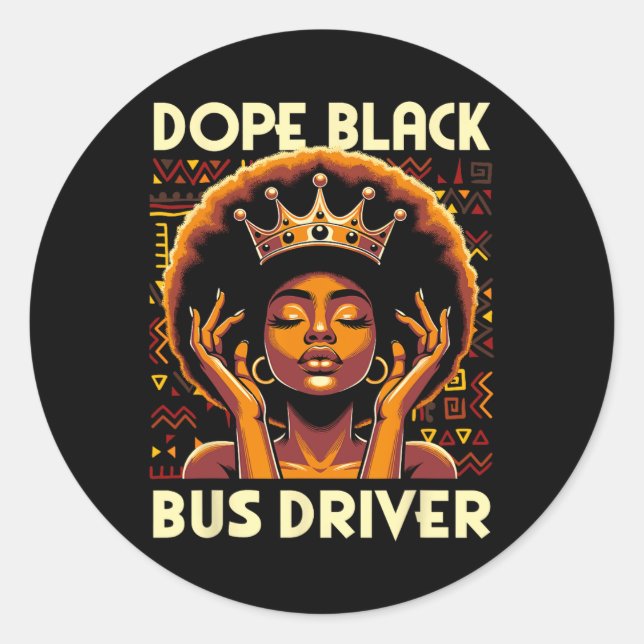 Drug Black Bus Driver African American Afro Melani Runder Aufkleber (Vorderseite)
