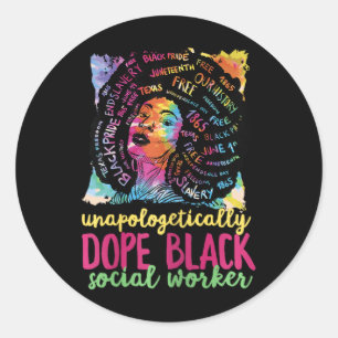 Drug Black Social Worker Black History Monat und J Runder Aufkleber