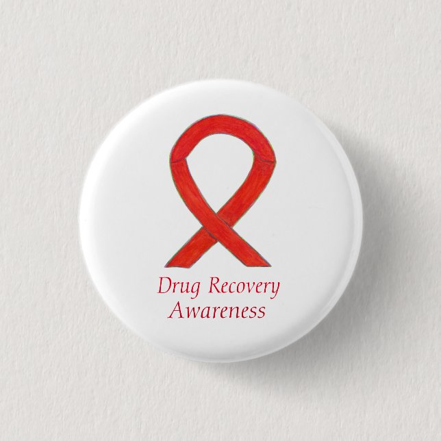 Drug Erholung Awareness Ribbon Custom Button (Vorderseite)