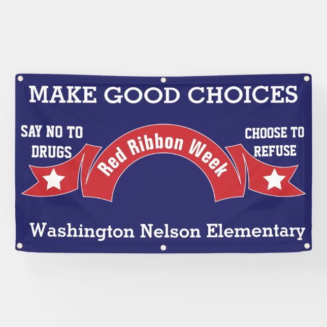 Drug Free Choice Red Ribbon Banner (Horizontal)