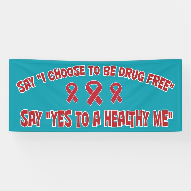 Drug Free Healthme Red Ribbon Werbeaktion Banner (Horizontal)