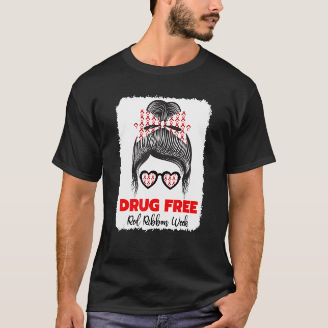 Drug Free Red Ribbon Week Awareness Cute Bleached  T-Shirt (Vorderseite)